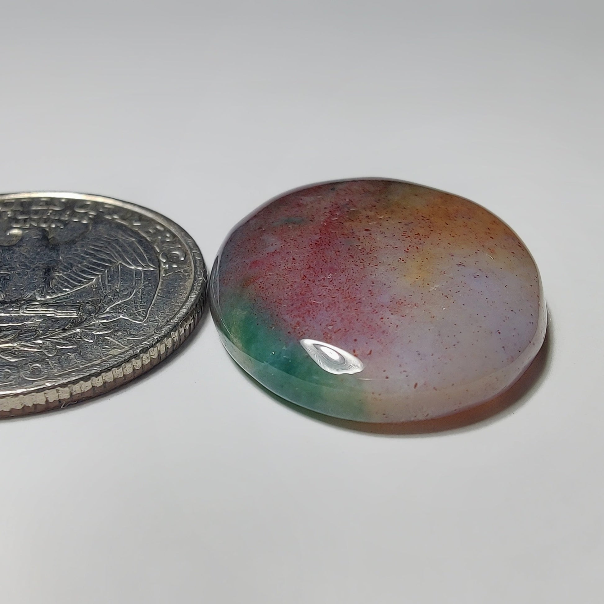 Moss Agate gemstone cabochon - natural crystal healing stone for jewelry making by Gemivra