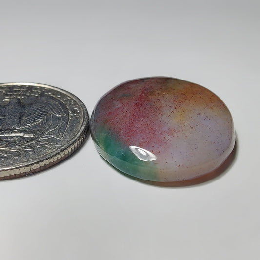 Moss Agate gemstone cabochon - natural crystal healing stone for jewelry making by Gemivra