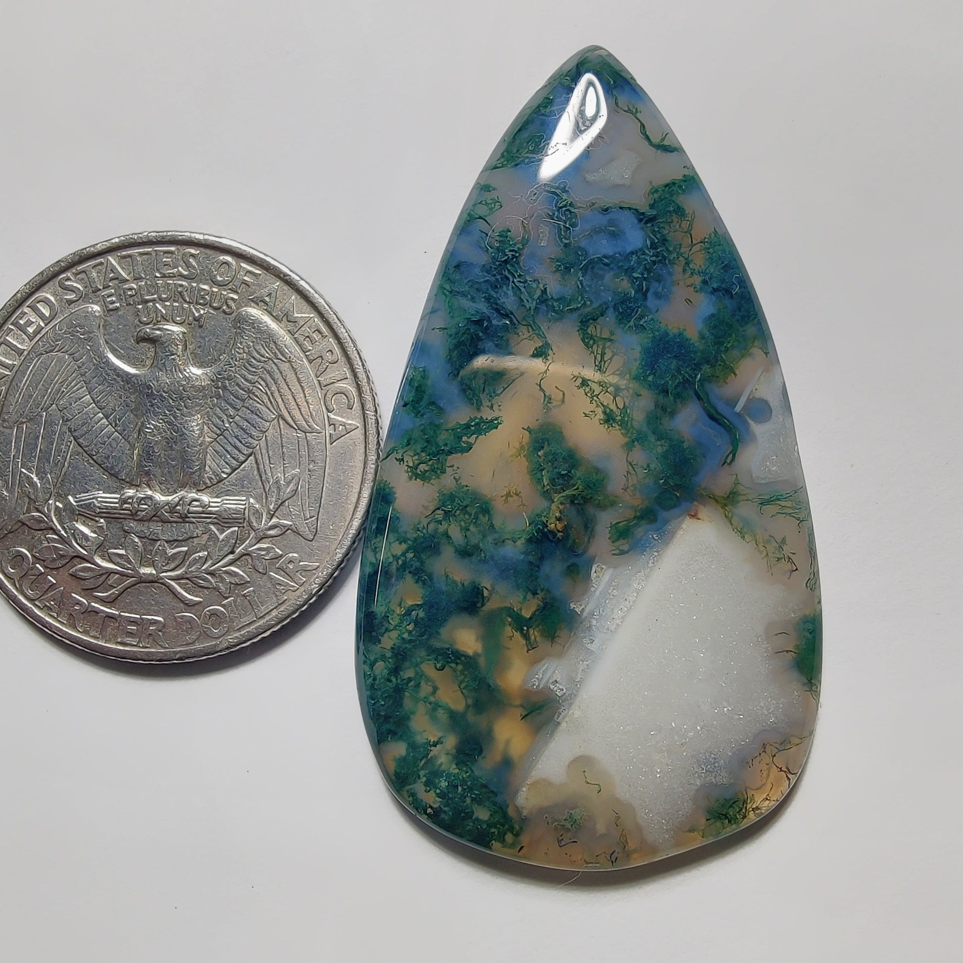 Moss Agate gemstone cabochon - natural crystal healing stone for jewelry making by Gemivra