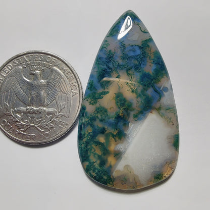 Moss Agate gemstone cabochon - natural crystal healing stone for jewelry making by Gemivra