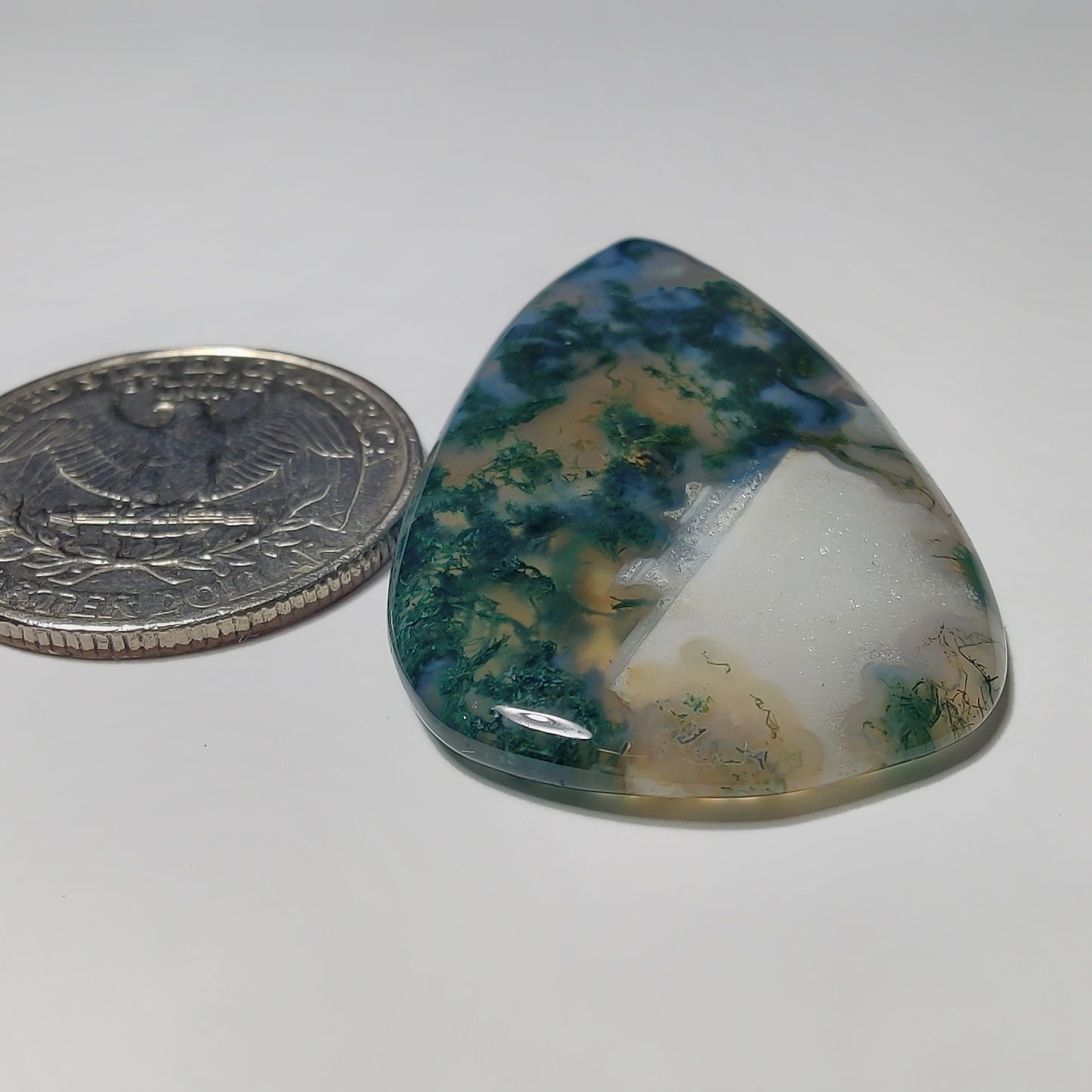 Moss Agate gemstone cabochon - natural crystal healing stone for jewelry making by Gemivra