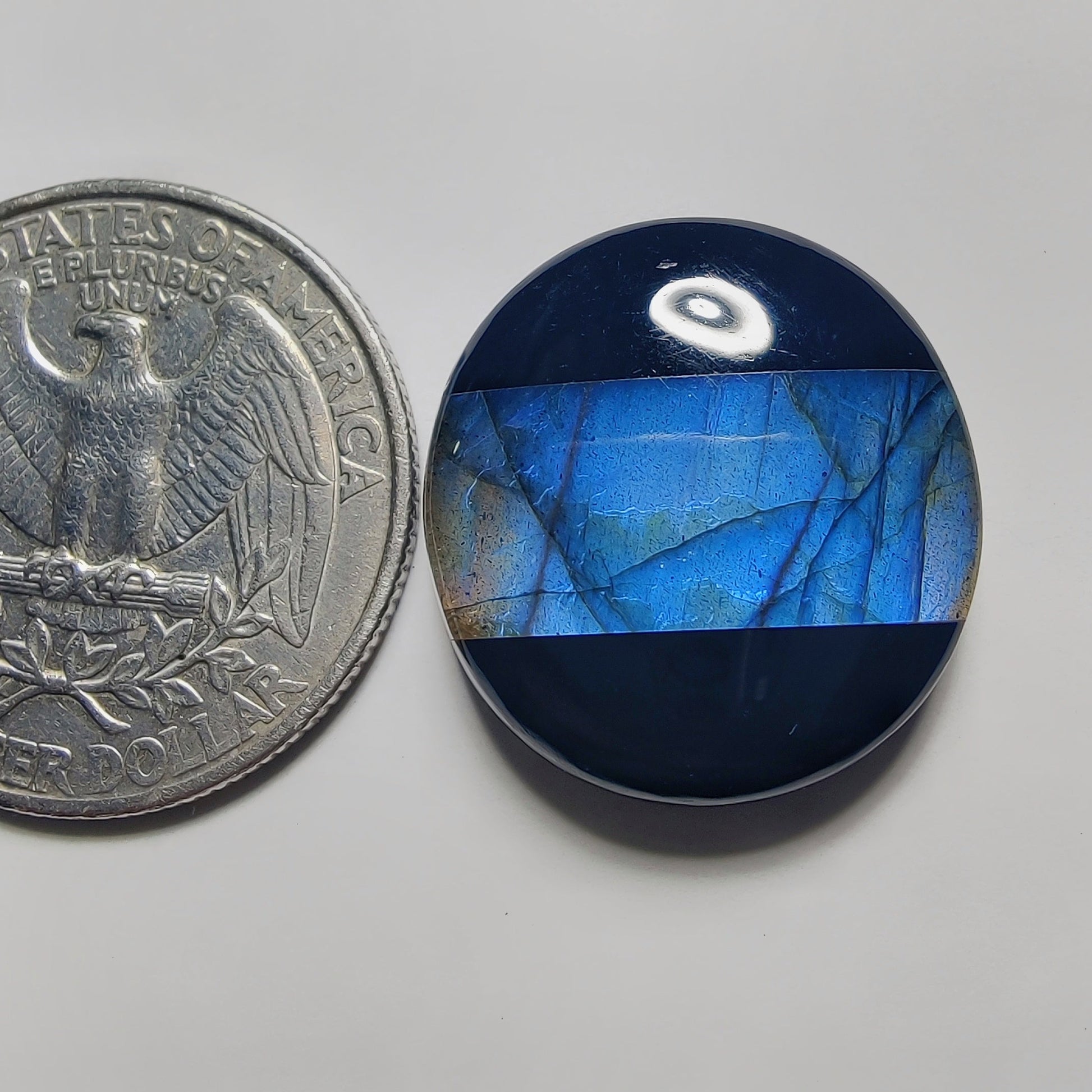 Labradorite And Black Onyx Doublet gemstone cabochon - natural crystal healing stone for jewelry making by Gemivra