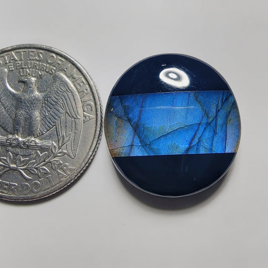 Labradorite And Black Onyx Doublet gemstone cabochon - natural crystal healing stone for jewelry making by Gemivra