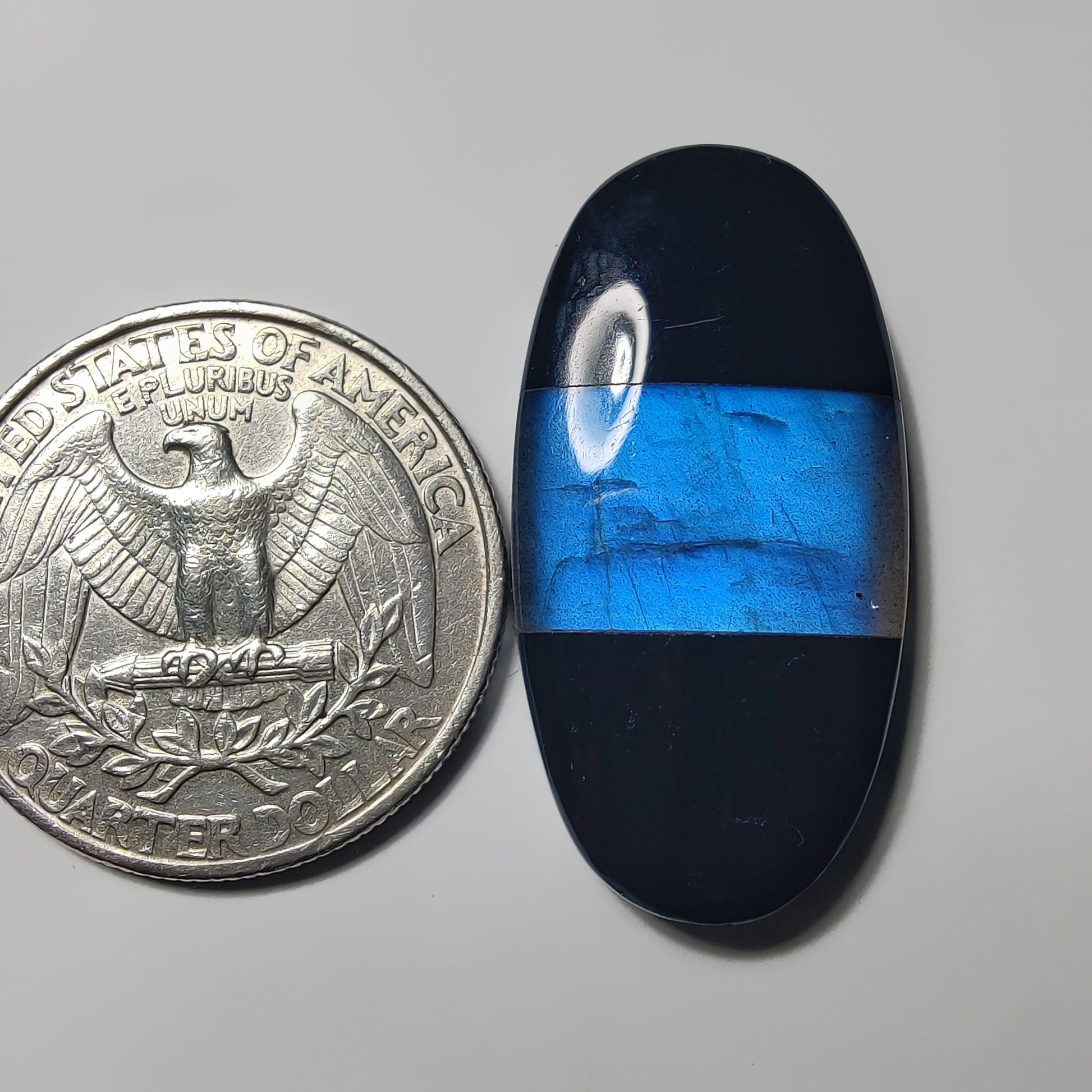 Labradorite And Black Onyx Doublet gemstone cabochon - natural crystal healing stone for jewelry making by Gemivra