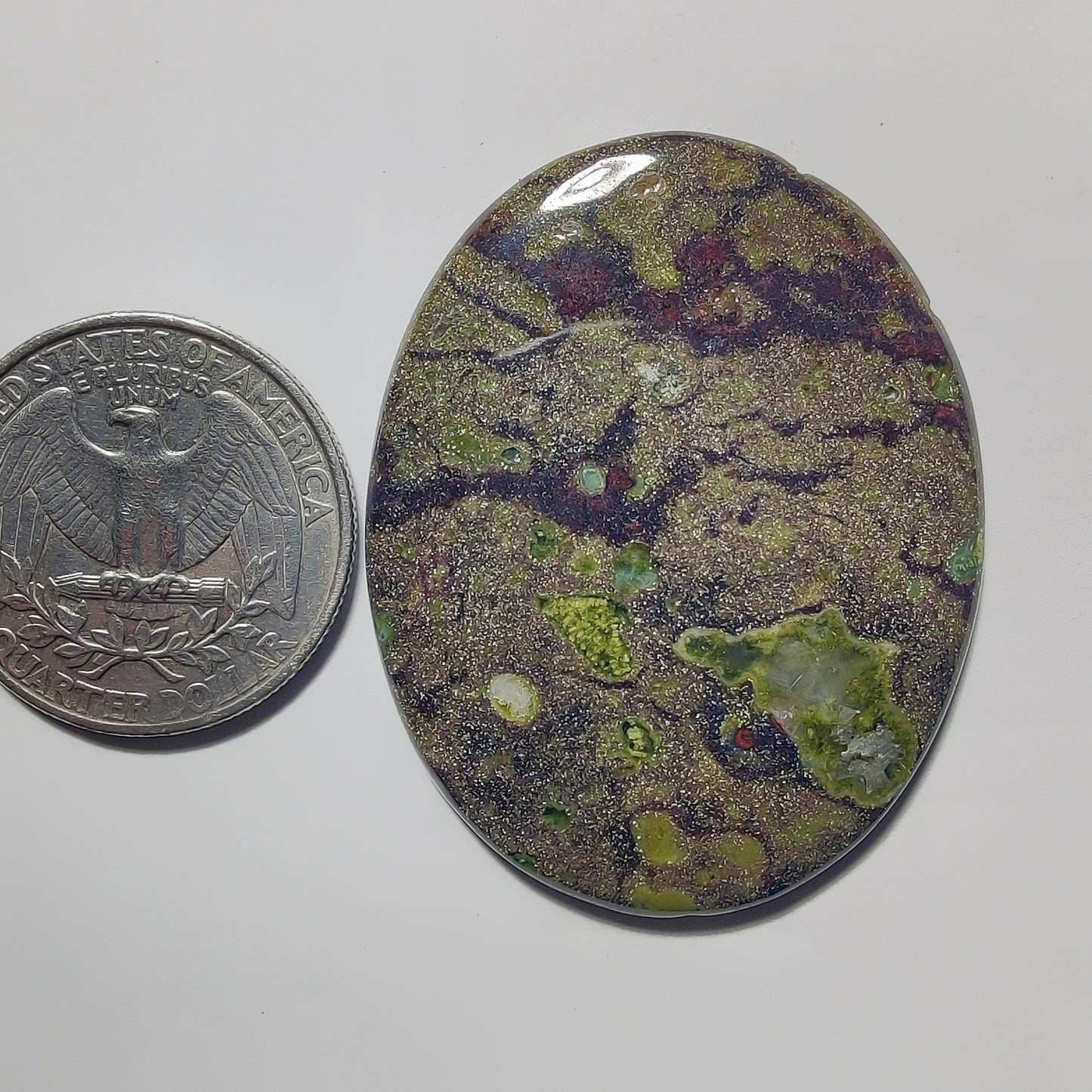 Epidote In Matrix gemstone cabochon - natural crystal healing stone for jewelry making by Gemivra