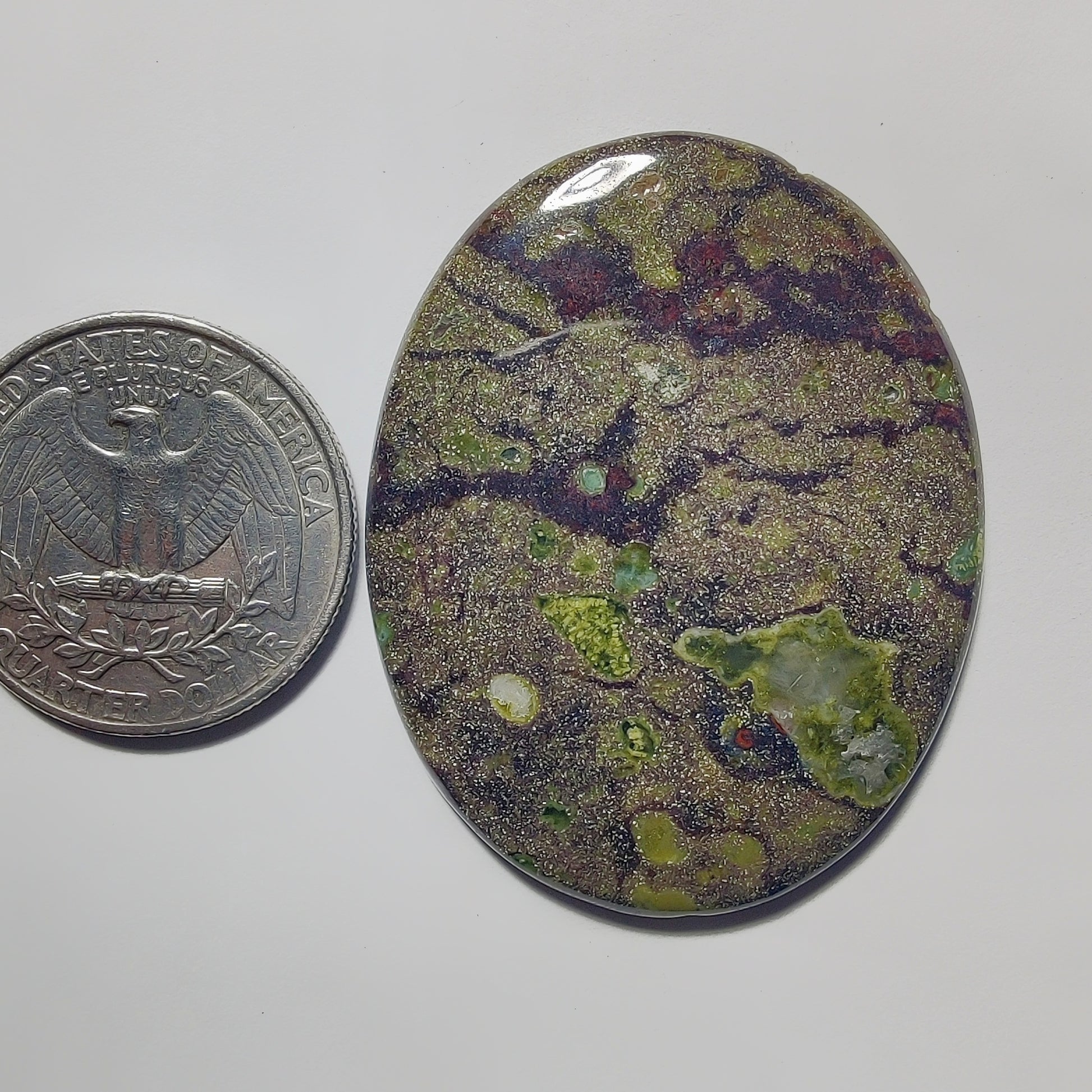 Epidote In Matrix gemstone cabochon - natural crystal healing stone for jewelry making by Gemivra