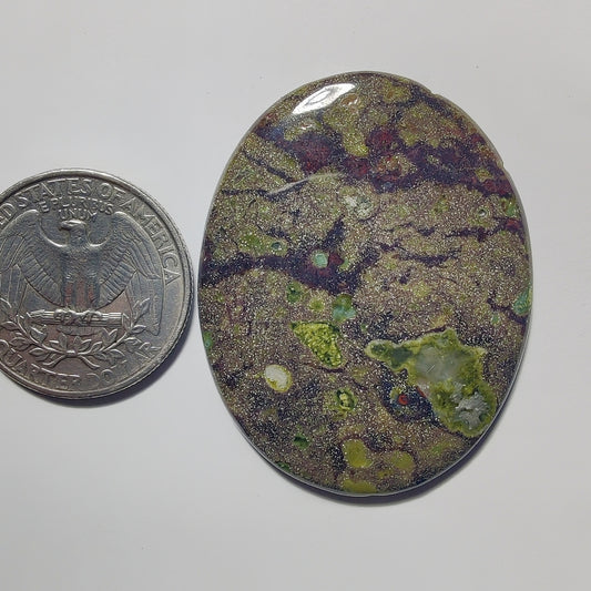 Epidote In Matrix gemstone cabochon - natural crystal healing stone for jewelry making by Gemivra