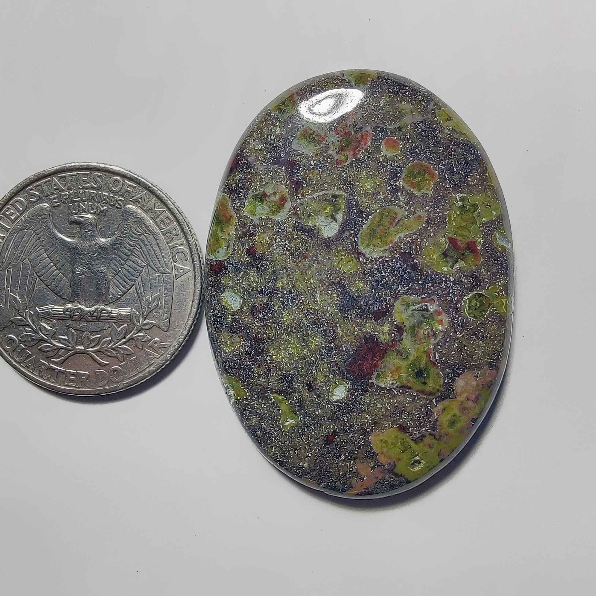 Epidote In Matrix gemstone cabochon - natural crystal healing stone for jewelry making by Gemivra
