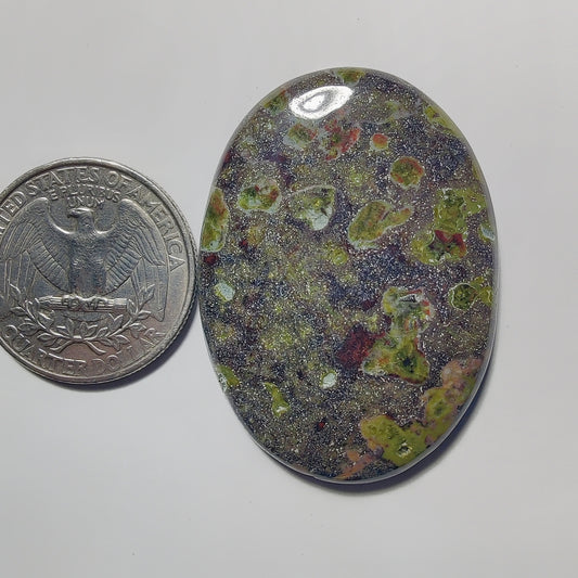 Epidote In Matrix gemstone cabochon - natural crystal healing stone for jewelry making by Gemivra