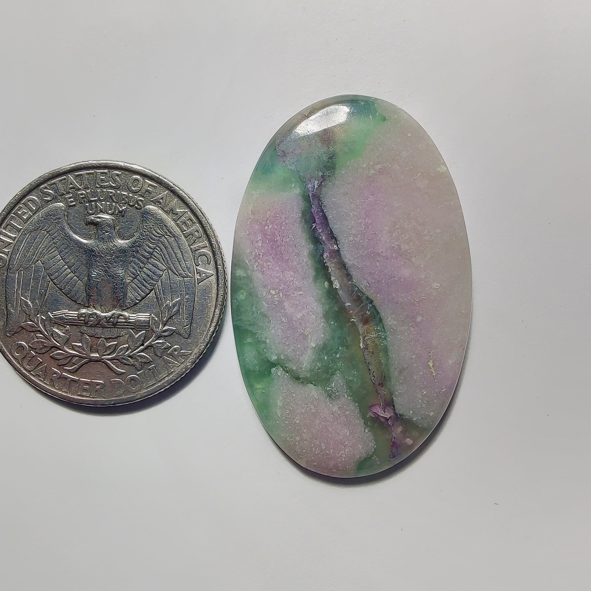 Fluorite gemstone cabochon - natural crystal healing stone for jewelry making by Gemivra