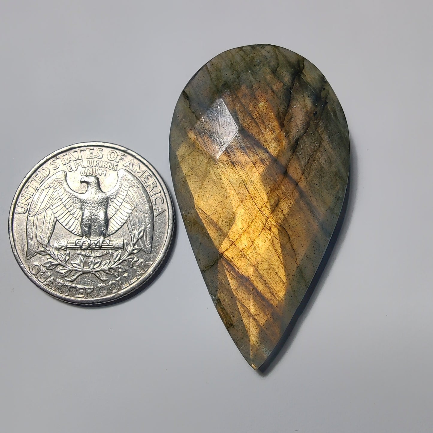 Both Side Faceted Labradorite gemstone cabochon - natural crystal healing stone for jewelry making by Gemivra