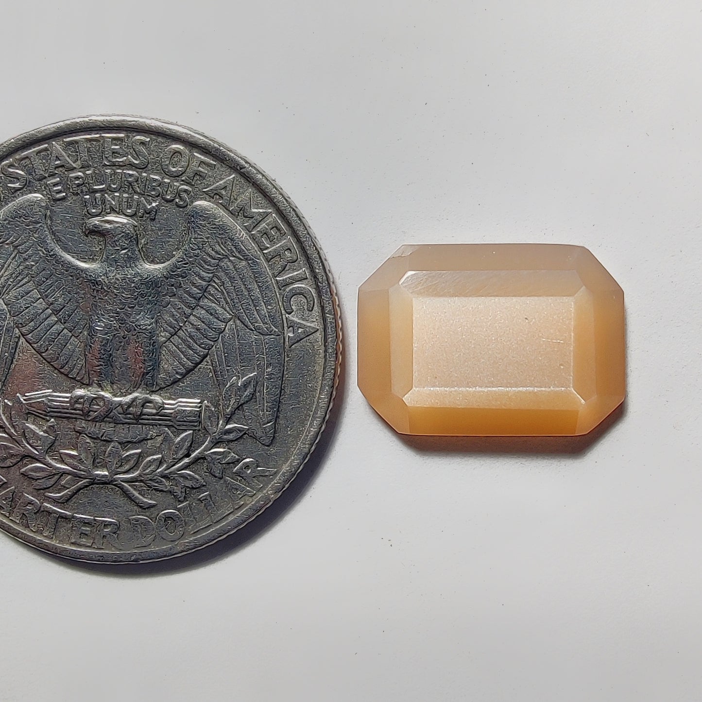 Step Cut Peach Moonstone gemstone cabochon - natural crystal healing stone for jewelry making by Gemivra