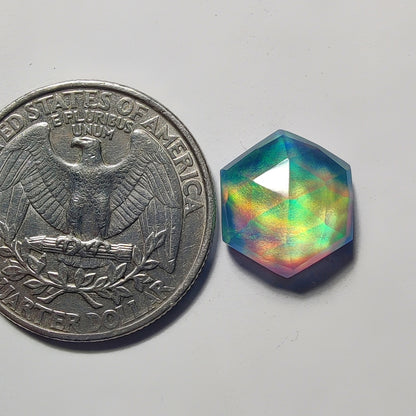 Rose Cut Crystal & Aurora Opal Doublet gemstone cabochon - natural crystal healing stone for jewelry making by Gemivra
