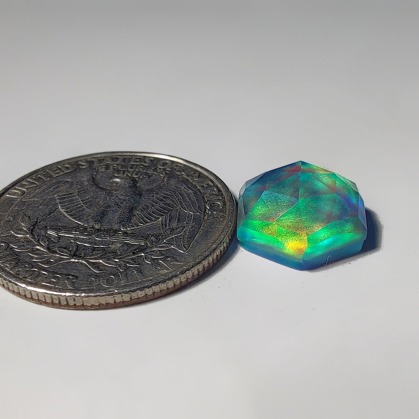 Rose Cut Crystal & Aurora Opal Doublet
