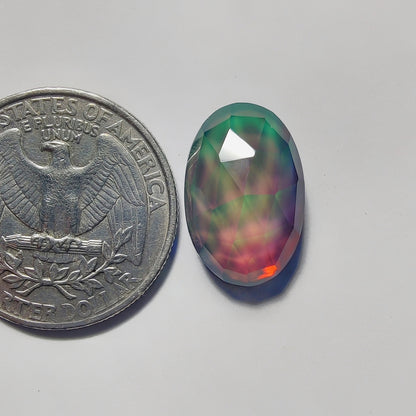 Rose Cut Crystal & Aurora Opal Doublet gemstone cabochon - natural crystal healing stone for jewelry making by Gemivra