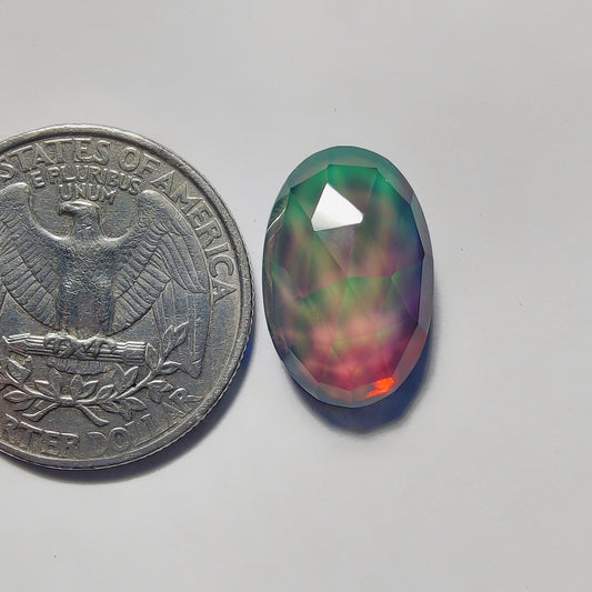 Rose Cut Crystal & Aurora Opal Doublet gemstone cabochon - natural crystal healing stone for jewelry making by Gemivra