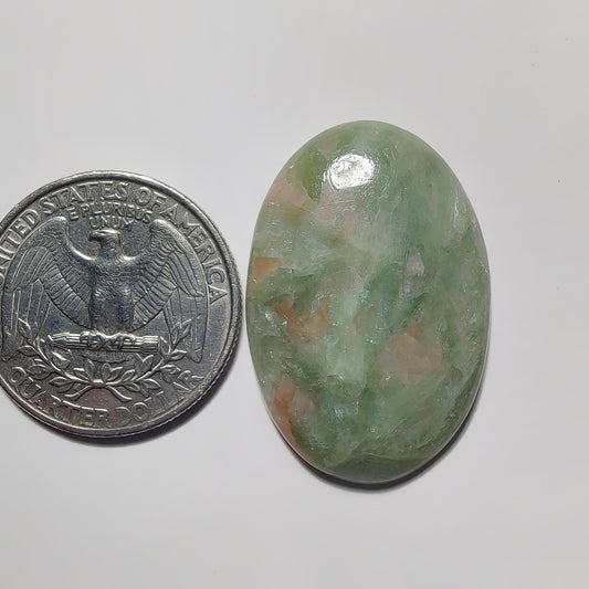 Golden Seraphinite gemstone cabochon - natural crystal healing stone for jewelry making by Gemivra