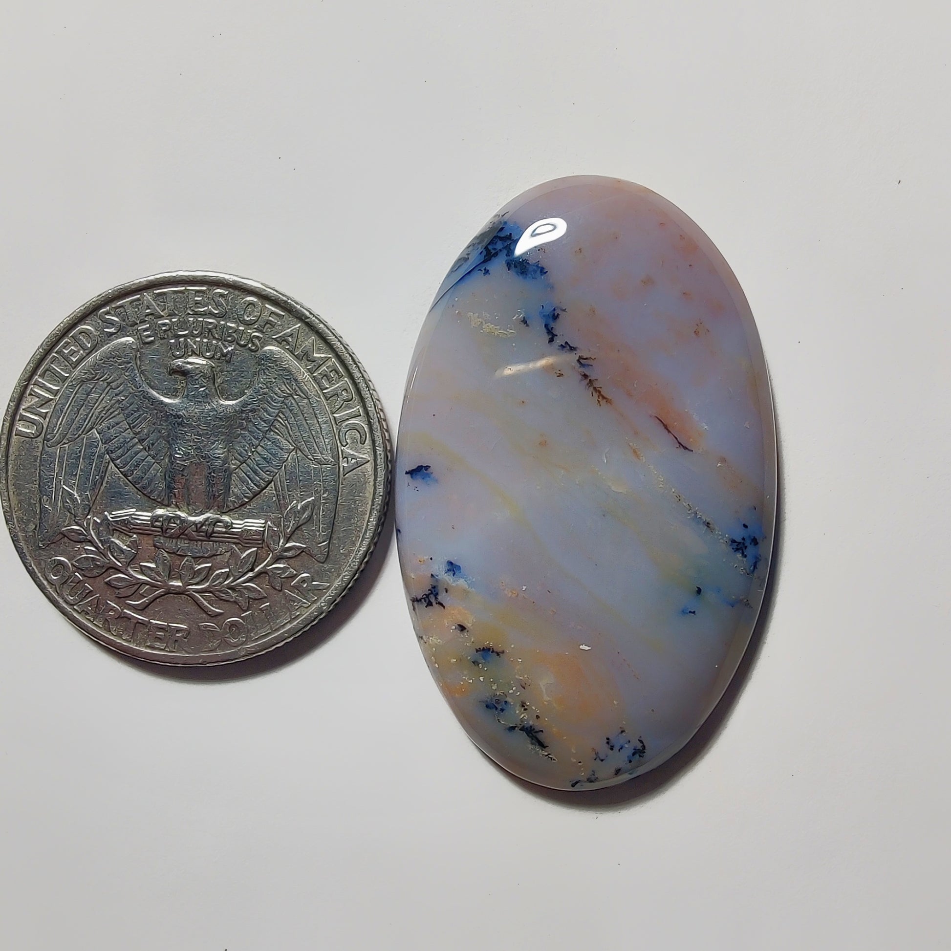 Honey Dendritic Agate gemstone cabochon - natural crystal healing stone for jewelry making by Gemivra