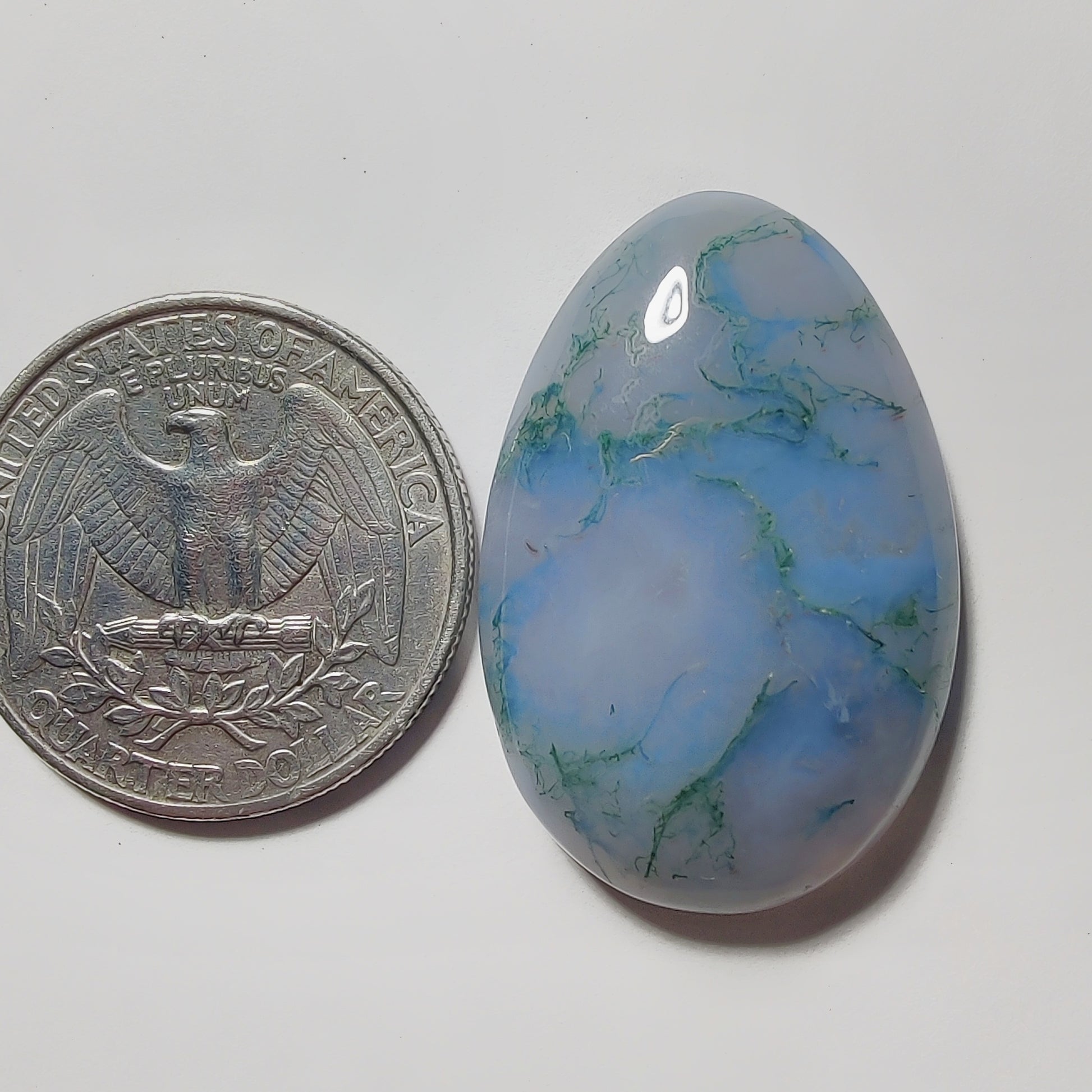 Moss Agate gemstone cabochon - natural crystal healing stone for jewelry making by Gemivra