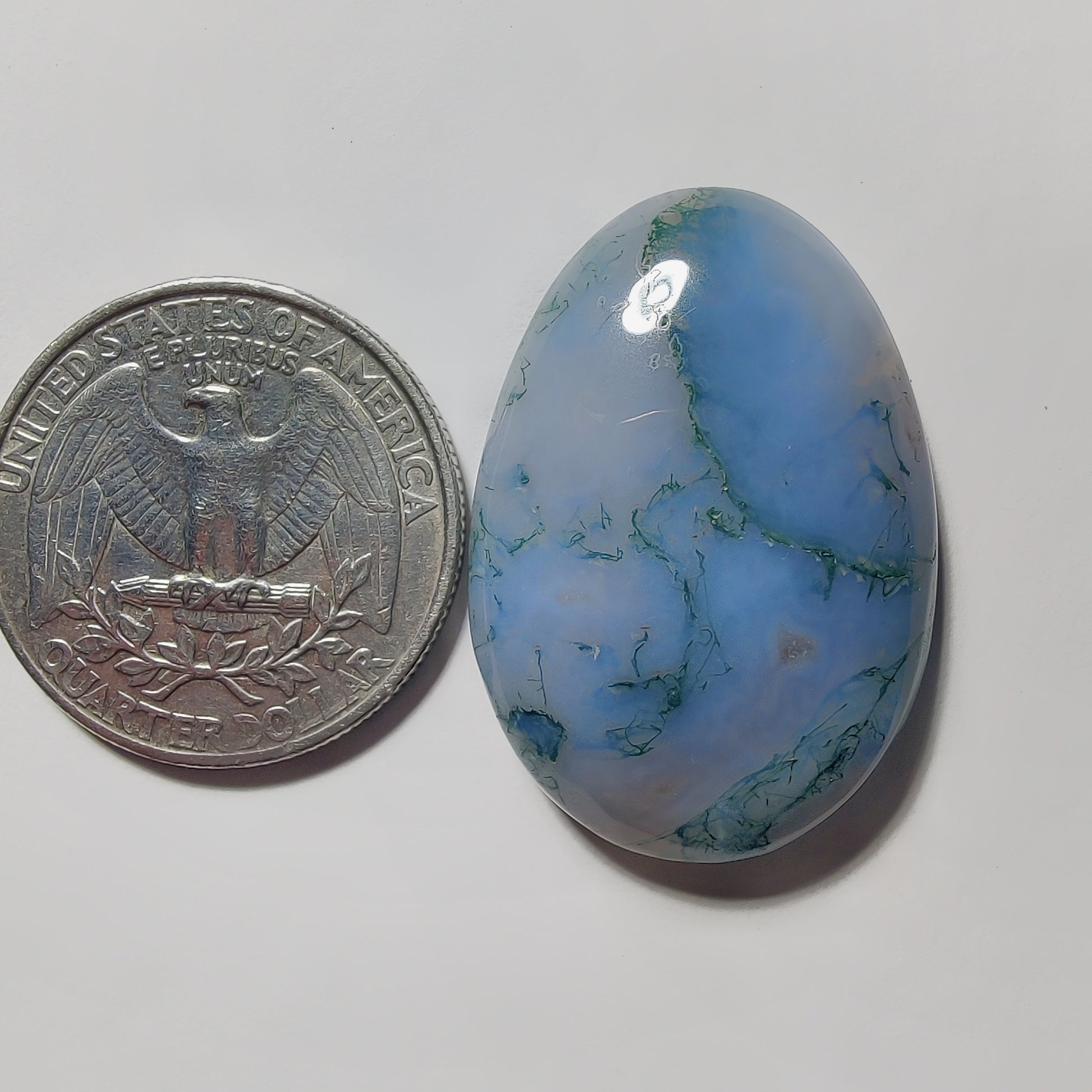 Moss Agate gemstone cabochon - natural crystal healing stone for jewelry making by Gemivra
