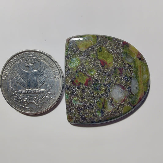 Epidote In Matrix gemstone cabochon - natural crystal healing stone for jewelry making by Gemivra