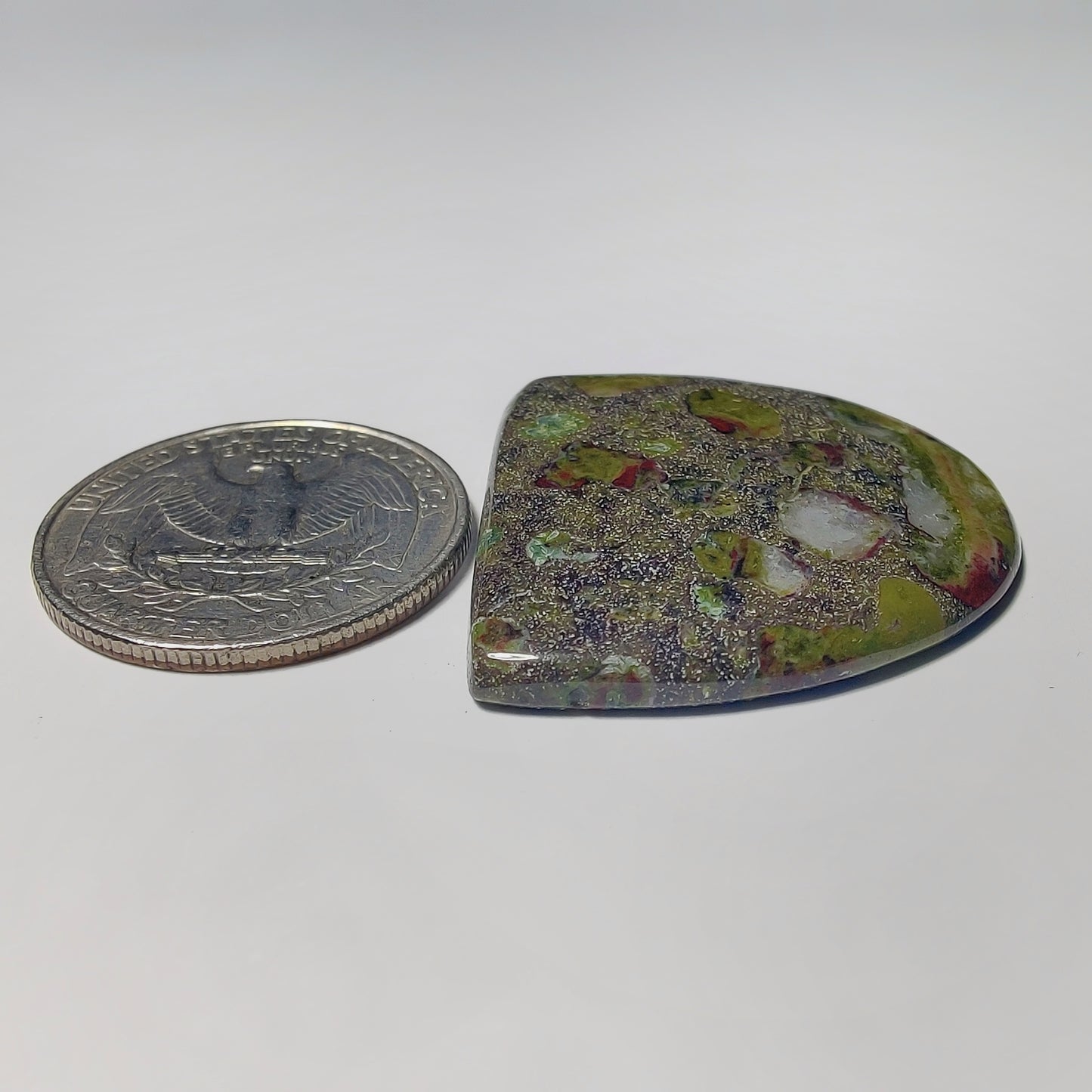 Epidote In Matrix gemstone cabochon - natural crystal healing stone for jewelry making by Gemivra
