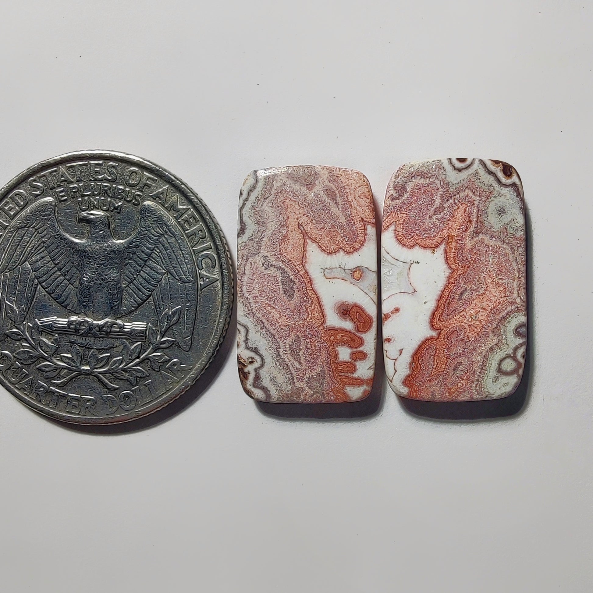 Rosita Jasper Pair gemstone cabochon - natural crystal healing stone for jewelry making by Gemivra
