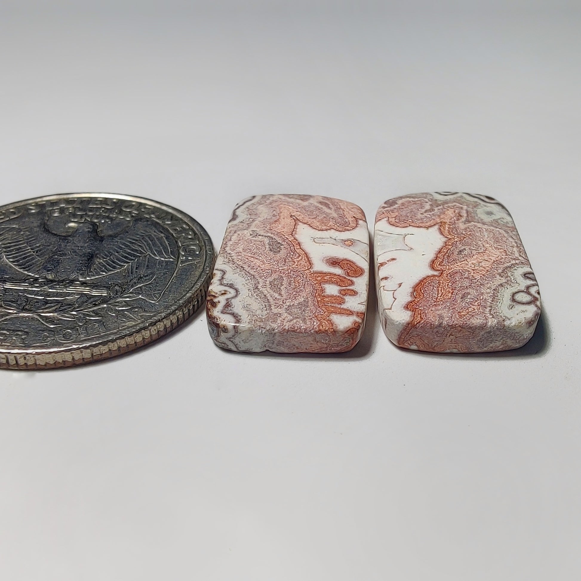 Rosita Jasper Pair gemstone cabochon - natural crystal healing stone for jewelry making by Gemivra