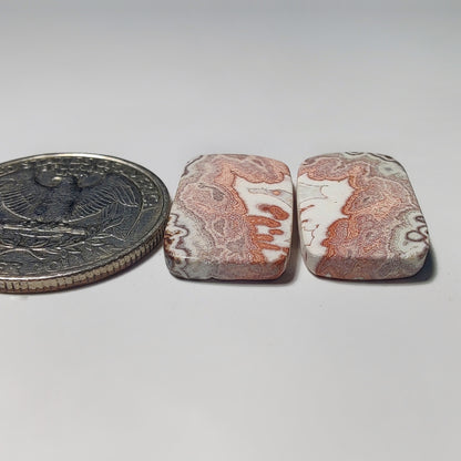 Rosita Jasper Pair gemstone cabochon - natural crystal healing stone for jewelry making by Gemivra
