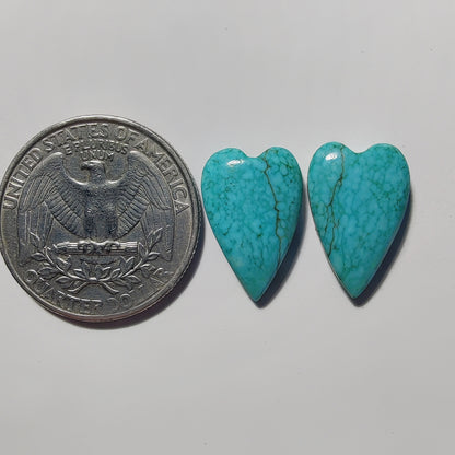 Turquoise Pair gemstone cabochon - natural crystal healing stone for jewelry making by Gemivra