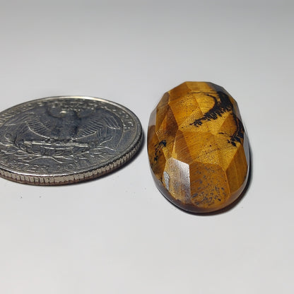 Rose Cut Tiger Eye gemstone cabochon - natural crystal healing stone for jewelry making by Gemivra