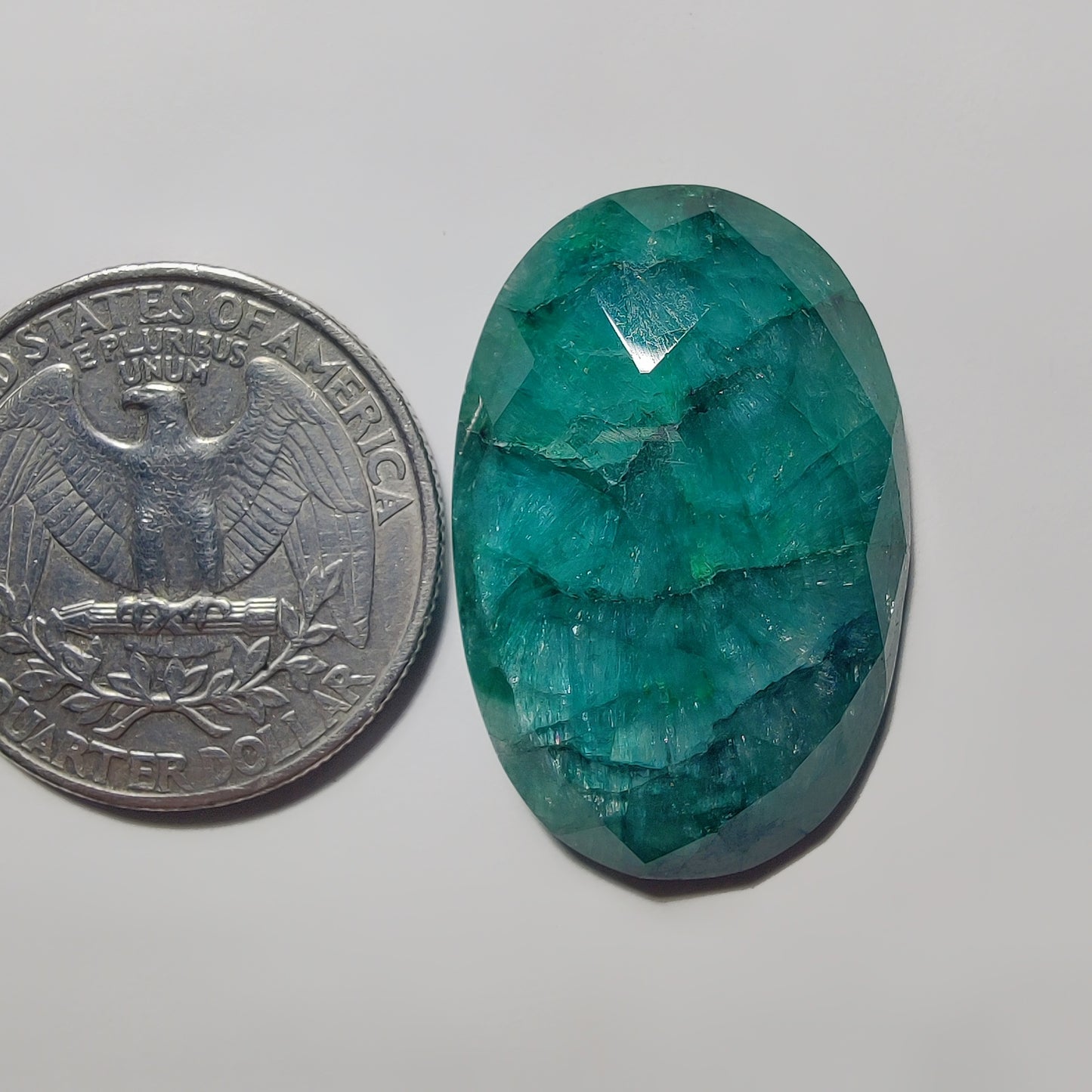 Checker Cut Dyed Emerald Quartz gemstone cabochon - natural crystal healing stone for jewelry making by Gemivra