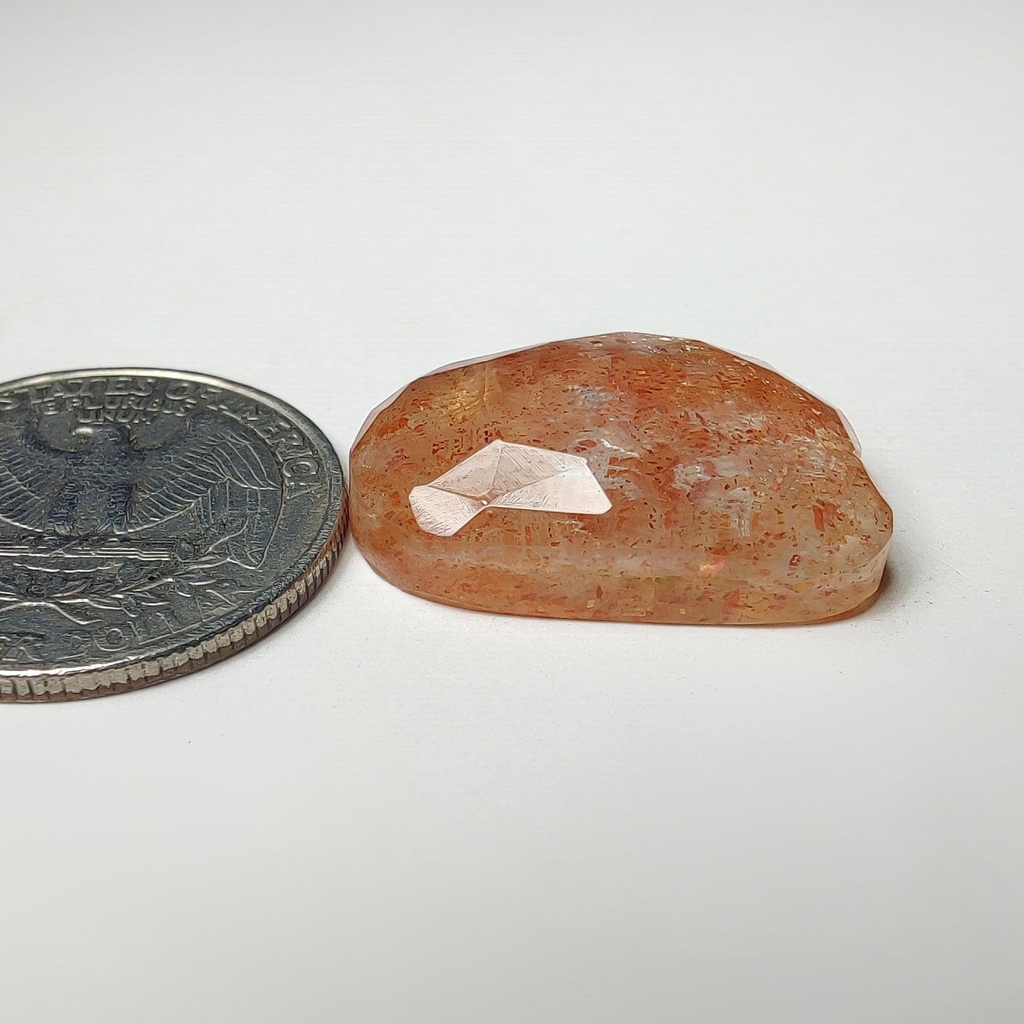 Rose Cut Sunstone And Crystal Cloud Doublet