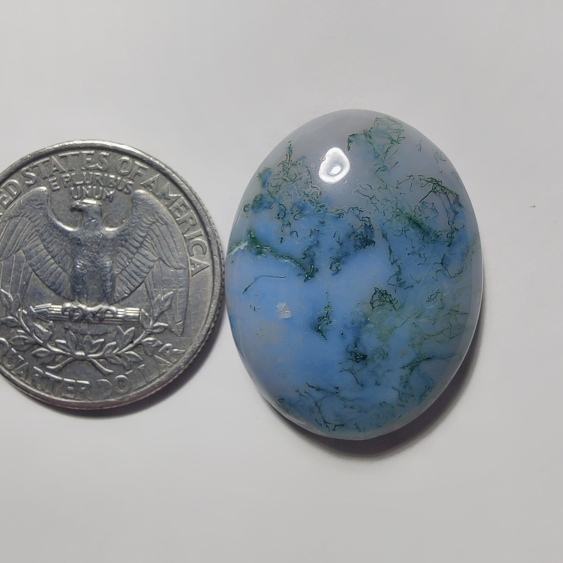 Moss Agate gemstone cabochon - natural crystal healing stone for jewelry making by Gemivra