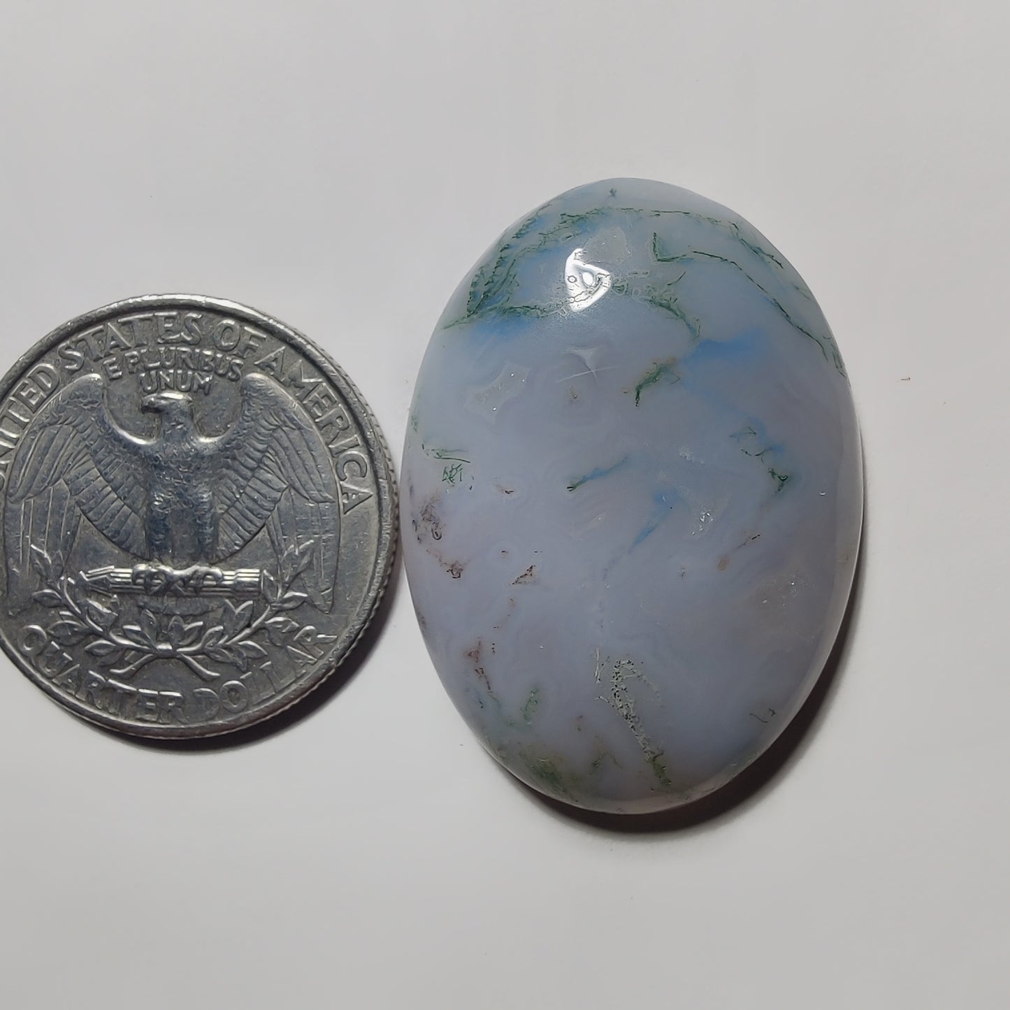 Moss Agate gemstone cabochon - natural crystal healing stone for jewelry making by Gemivra