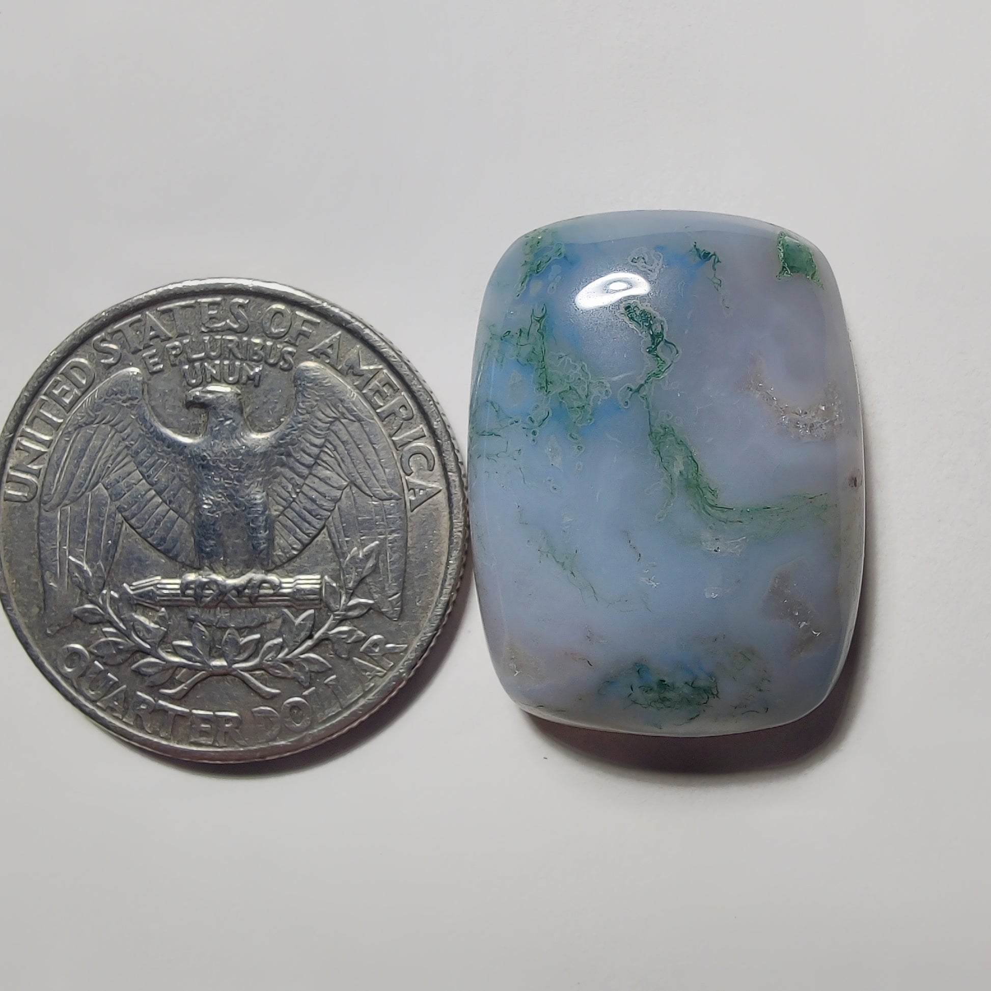 Moss Agate gemstone cabochon - natural crystal healing stone for jewelry making by Gemivra