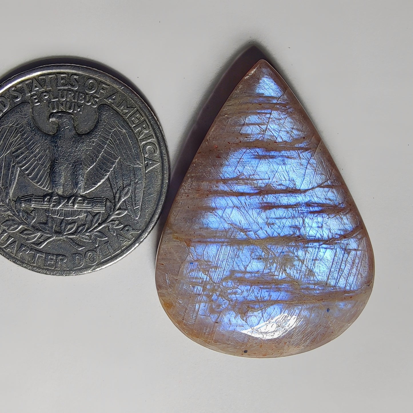 Peach Moonstone gemstone cabochon - natural crystal healing stone for jewelry making by Gemivra