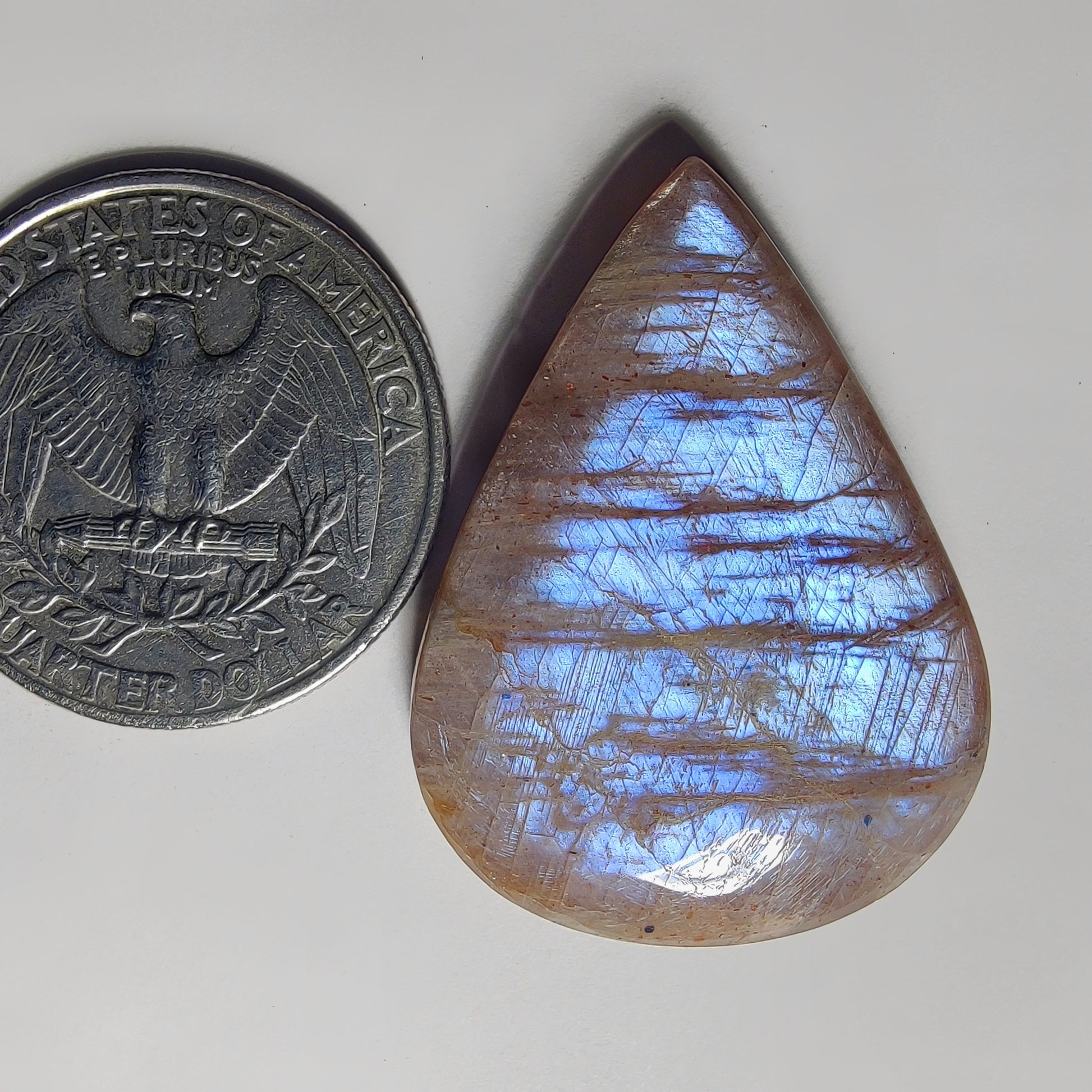 Peach Moonstone gemstone cabochon - natural crystal healing stone for jewelry making by Gemivra