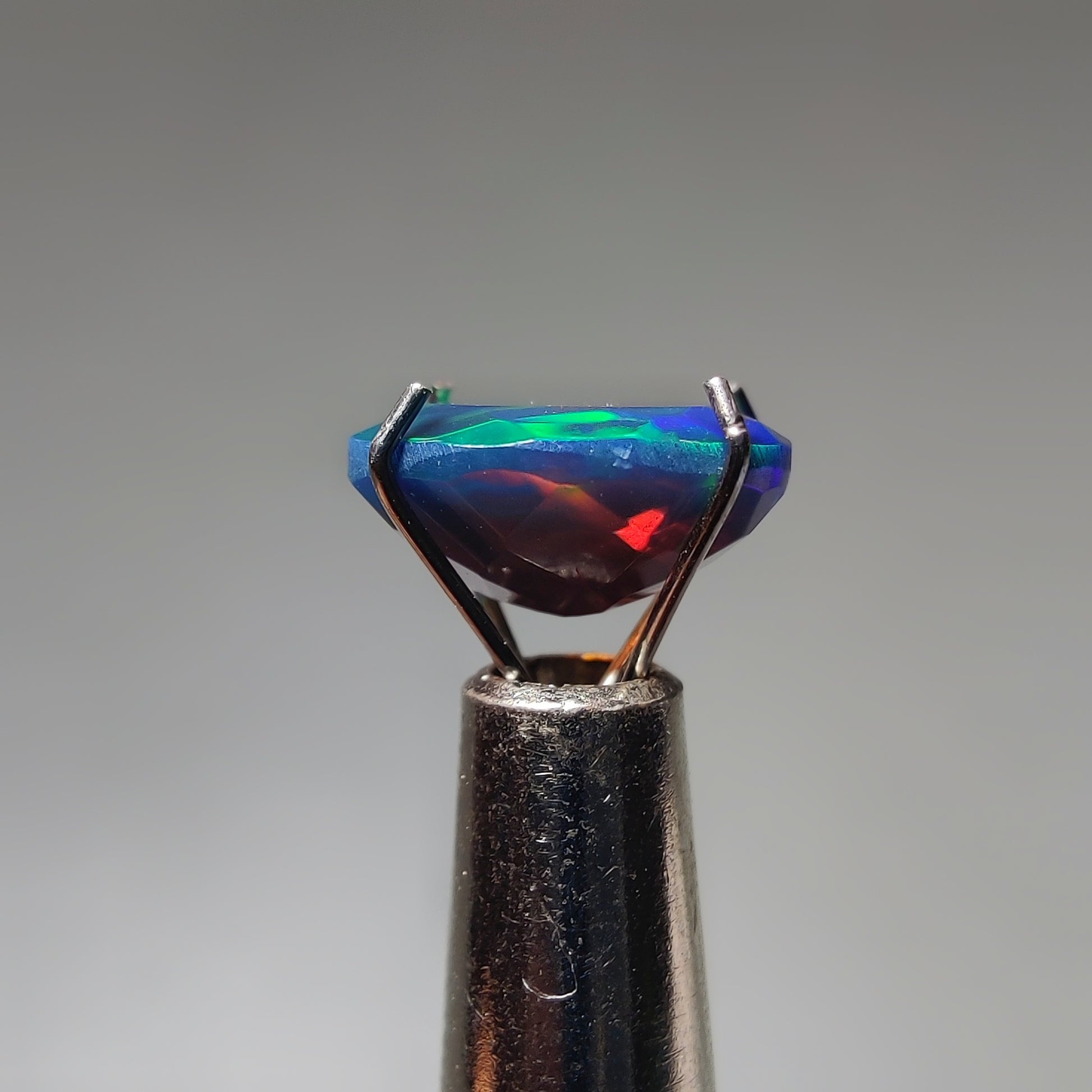 Faceted Ethiopian Black Opal gemstone cabochon - natural crystal healing stone for jewelry making by Gemivra