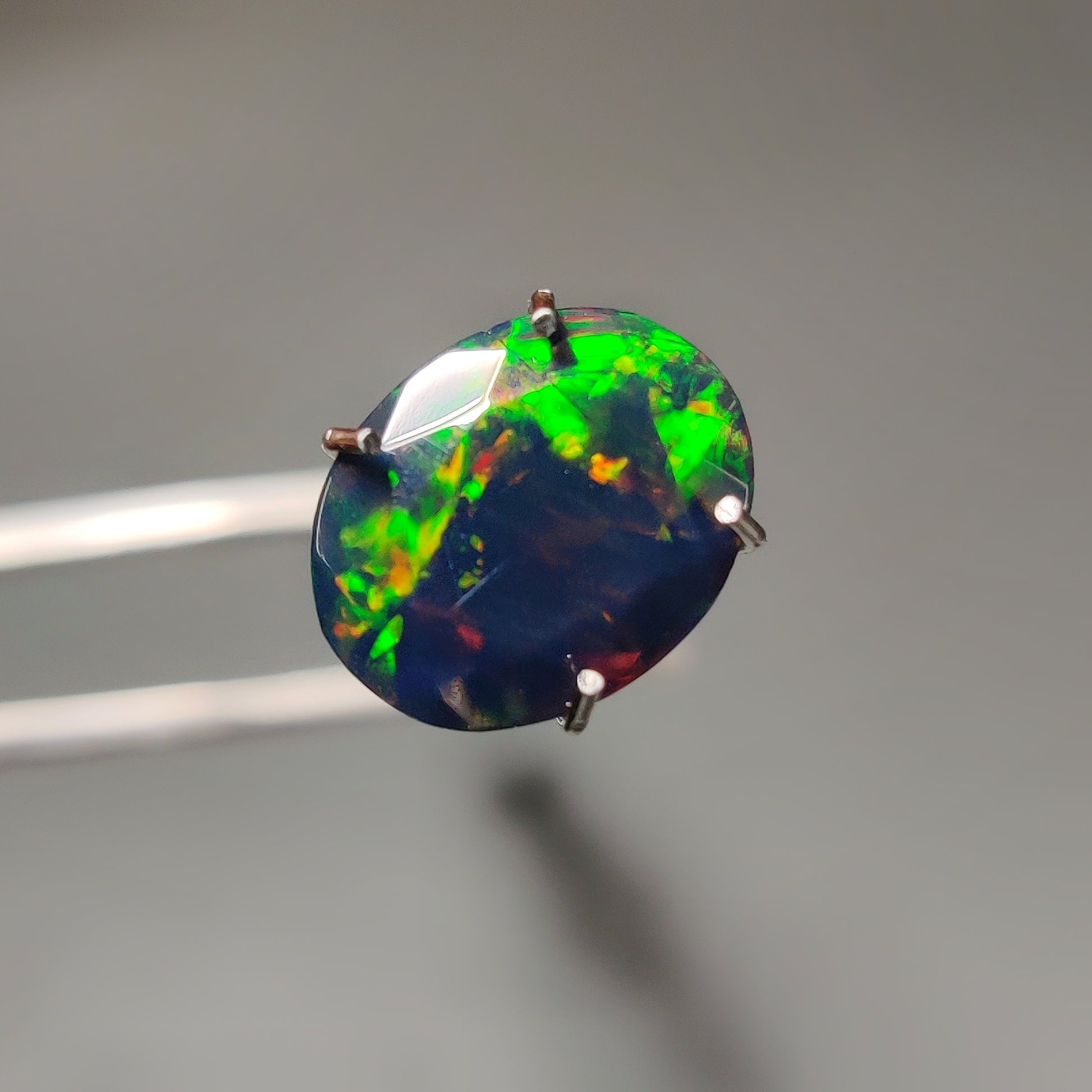 Faceted Ethiopian Black Opal gemstone cabochon - natural crystal healing stone for jewelry making by Gemivra