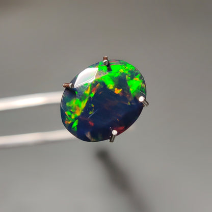 Faceted Ethiopian Black Opal gemstone cabochon - natural crystal healing stone for jewelry making by Gemivra