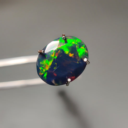 Faceted Ethiopian Black Opal gemstone cabochon - natural crystal healing stone for jewelry making by Gemivra