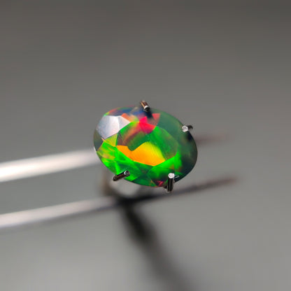 Faceted Ethiopian Black Opal gemstone cabochon - natural crystal healing stone for jewelry making by Gemivra