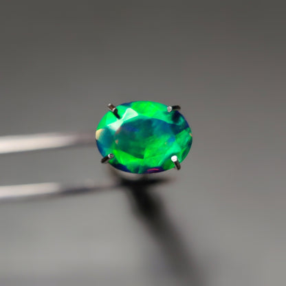 Faceted Ethiopian Black Opal gemstone cabochon - natural crystal healing stone for jewelry making by Gemivra
