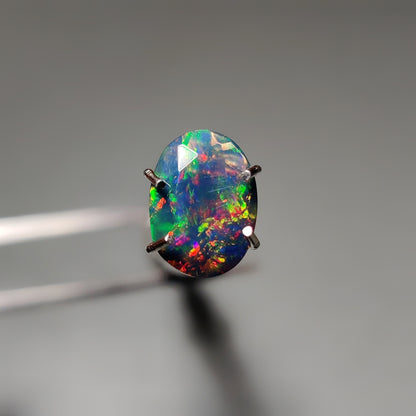 Faceted Ethiopian Black Opal gemstone cabochon - natural crystal healing stone for jewelry making by Gemivra