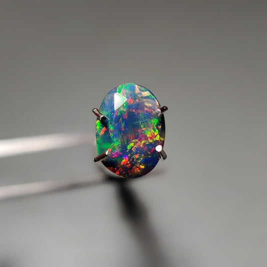 Faceted Ethiopian Black Opal gemstone cabochon - natural crystal healing stone for jewelry making by Gemivra