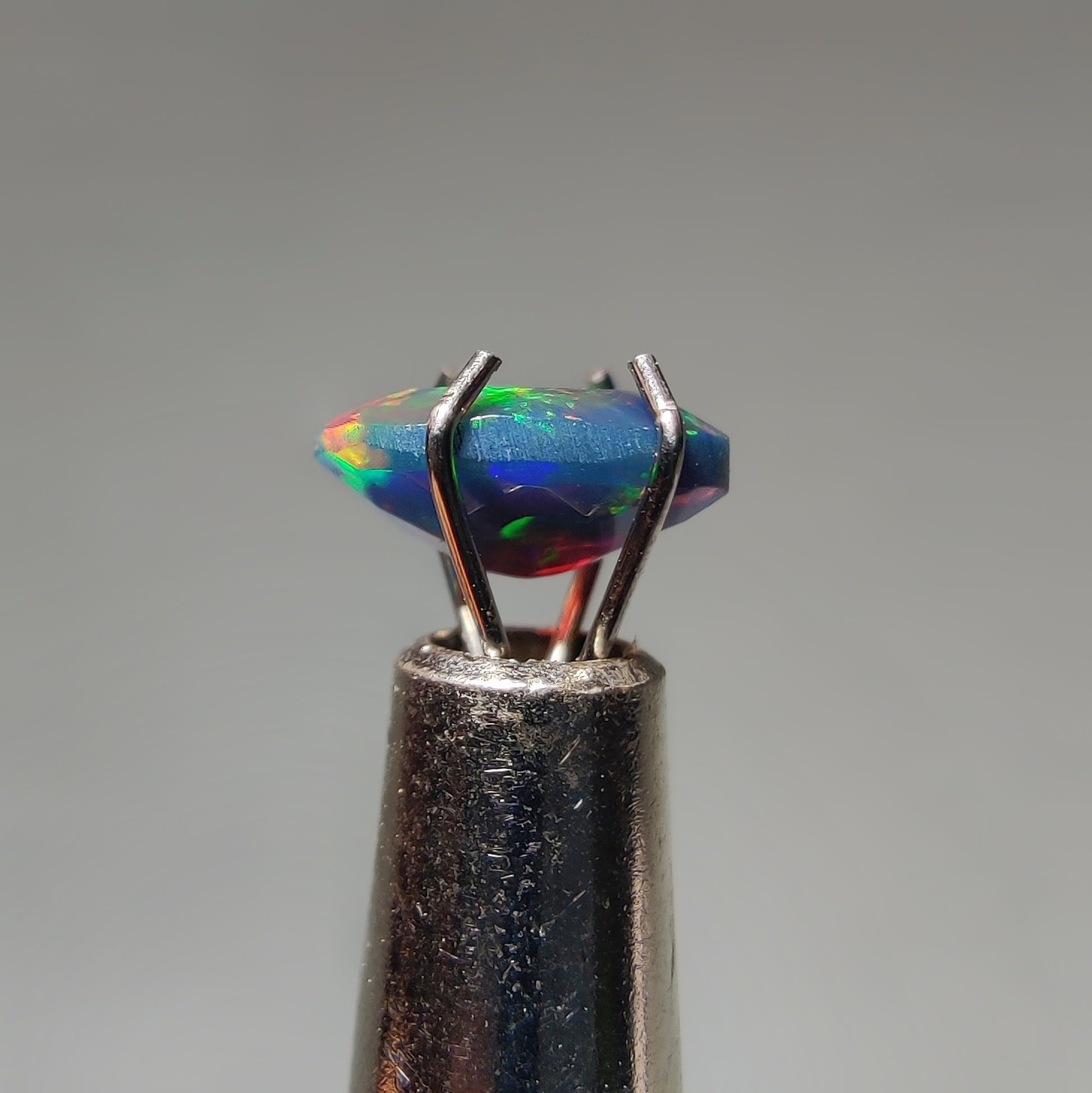 Faceted Ethiopian Black Opal gemstone cabochon - natural crystal healing stone for jewelry making by Gemivra