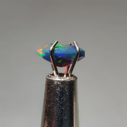 Faceted Ethiopian Black Opal gemstone cabochon - natural crystal healing stone for jewelry making by Gemivra