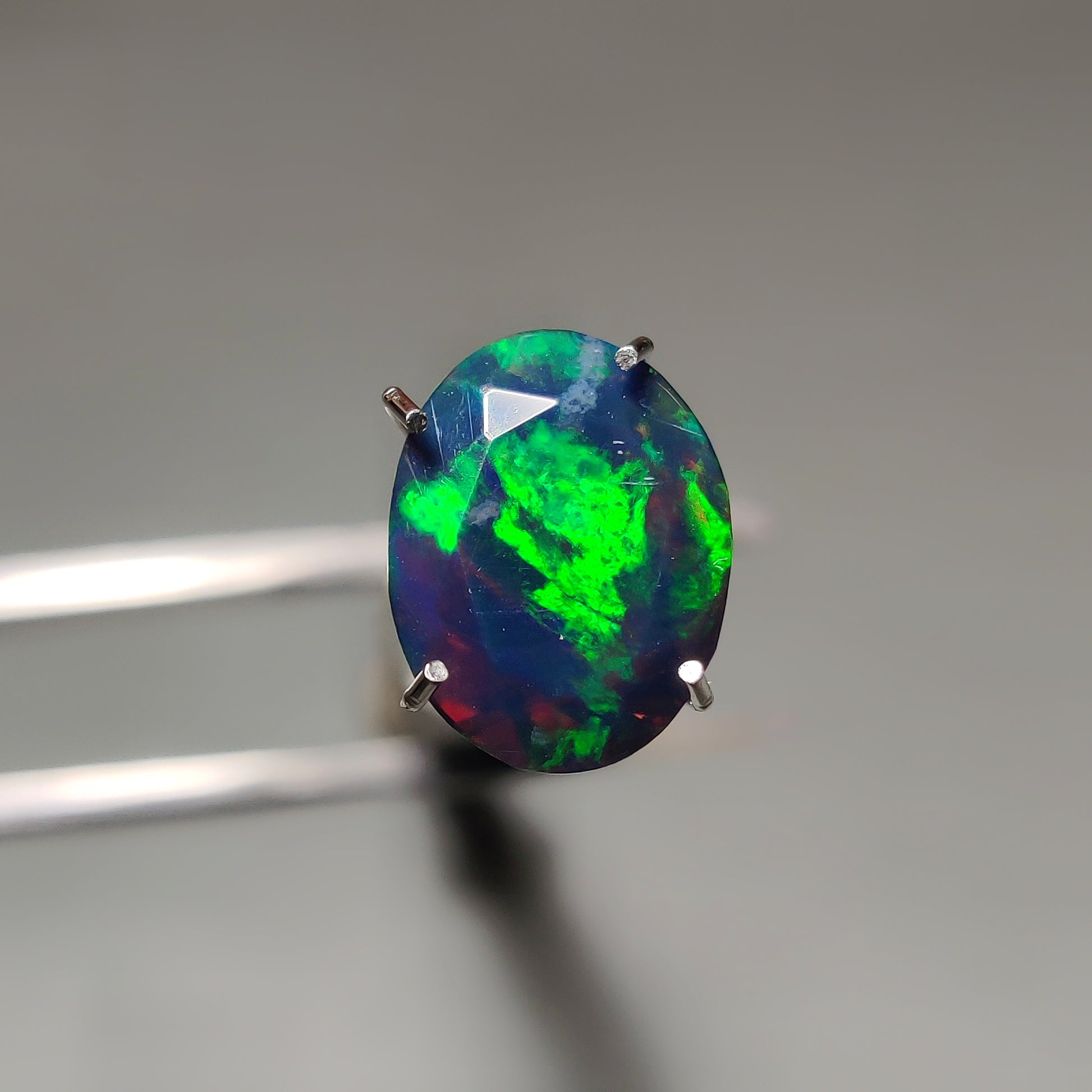 Faceted Ethiopian Black Opal gemstone cabochon - natural crystal healing stone for jewelry making by Gemivra