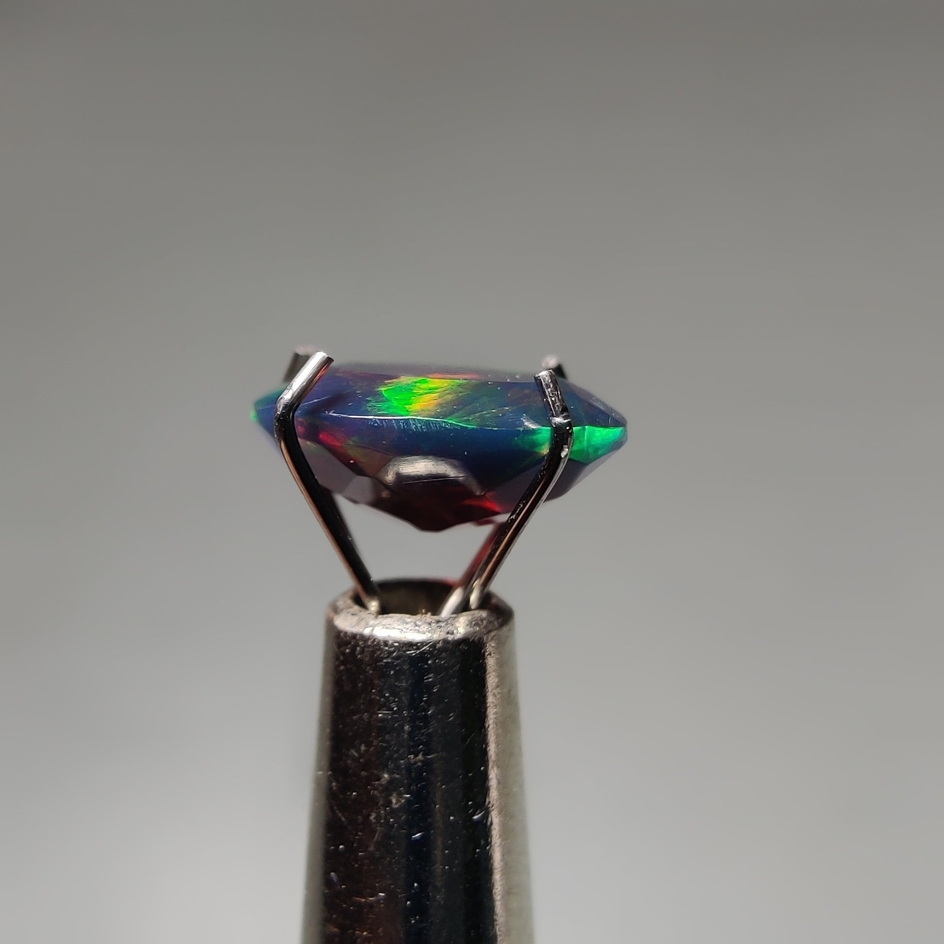 Faceted Ethiopian Black Opal gemstone cabochon - natural crystal healing stone for jewelry making by Gemivra